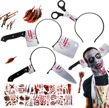 Gruseliges Halloween Haarreifen Set mit Tattoo Aufkleber