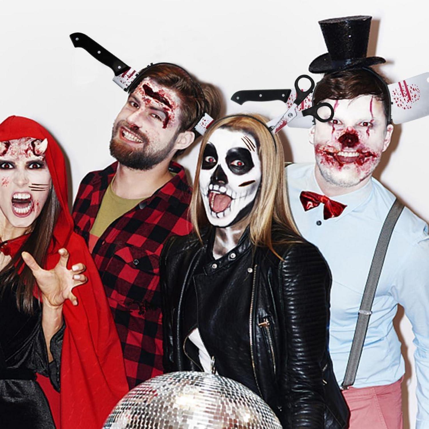 Halloween Haarreifen Set Horror Haarreif mit Tattoo Aufkleber
