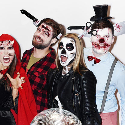 Halloween Haarreifen Set Horror Haarreif mit Tattoo Aufkleber