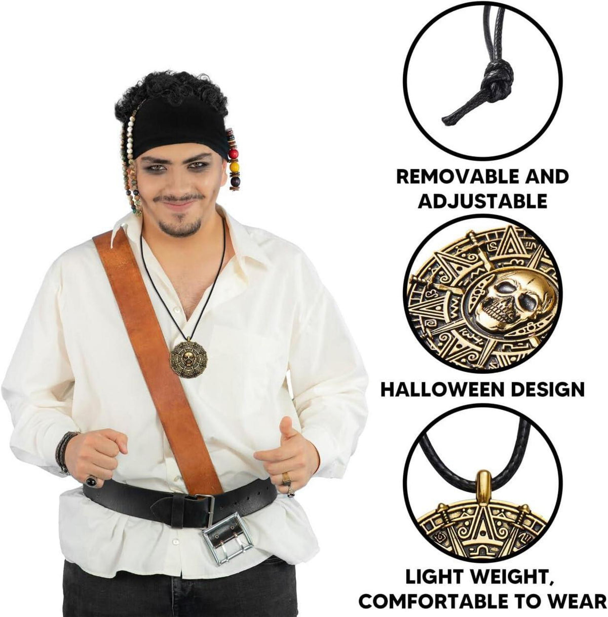 Halloween Piraten Münze Halskette Piratenschädel, Männer