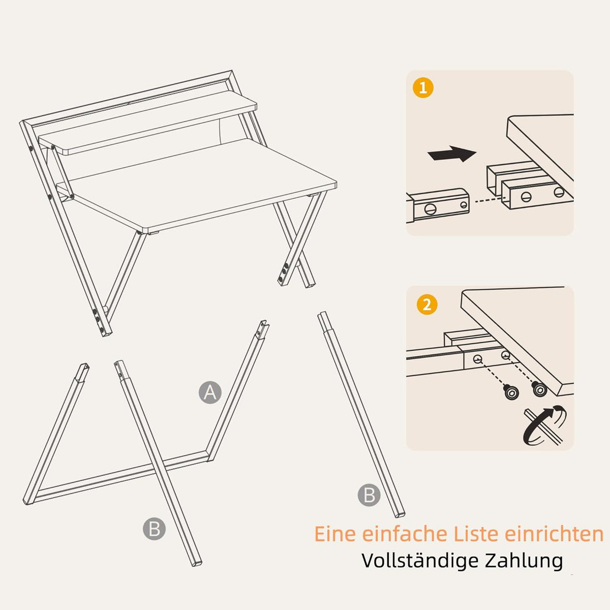 Kleiner klappbarer Schreibtisch mit Regal, Aufbewahrungstasche - Schwarz