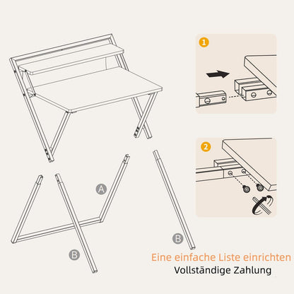 Kleiner klappbarer Schreibtisch mit Regal, Aufbewahrungstasche - Schwarz