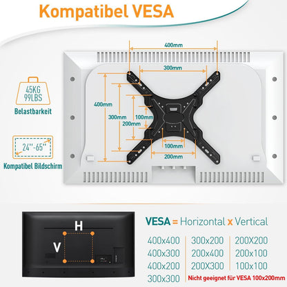 TV Deckenhalterung für 24-65 Zoll Flach & Curved Fernseher bis