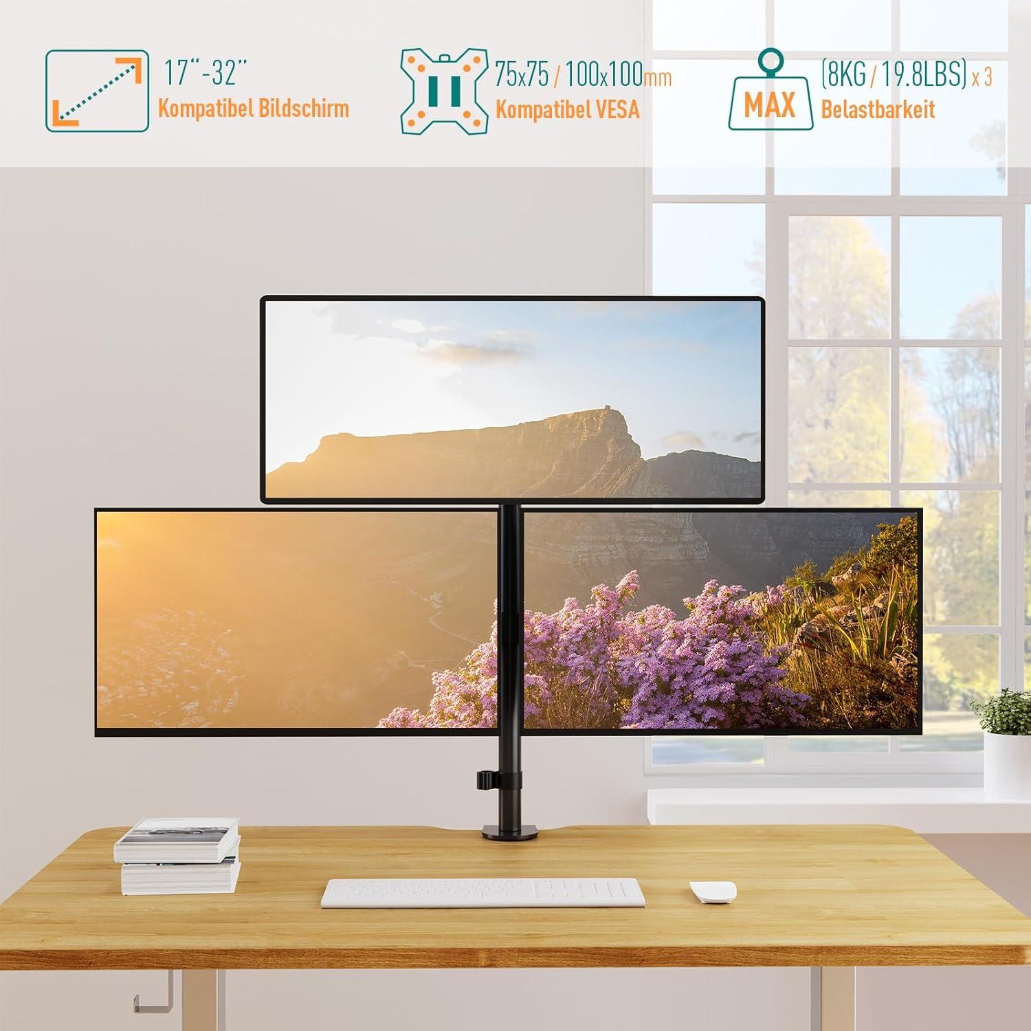 Monitor Halterung 3 Monitore 17-32 Zoll