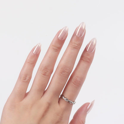 Kunstnägel Glossy Aurora Soft Gel Press on Nägel Short French White UV