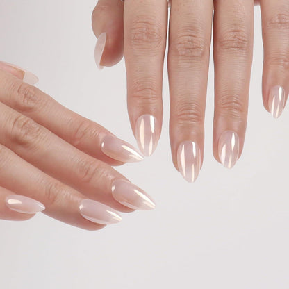 Kunstnägel Glossy Aurora Soft Gel Press on Nägel Short French White UV
