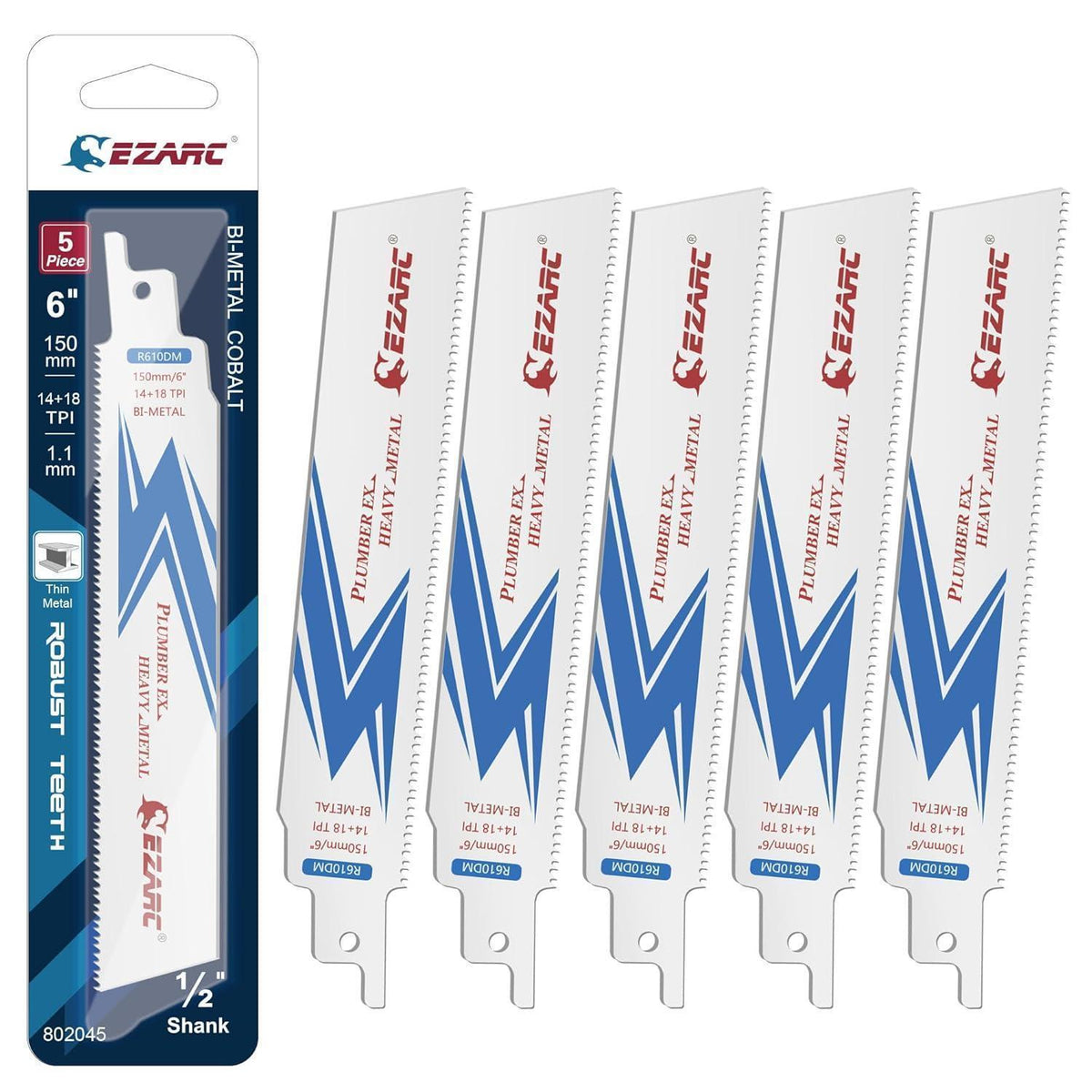 Säbelsägeblätter Bi-Metall 150mm 5tlg für Metall & Stahl