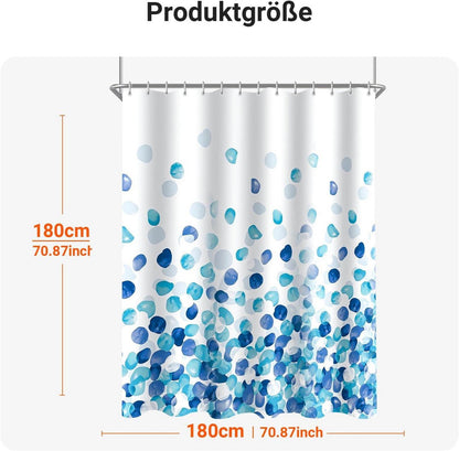 Duschvorhang Blaue Blüten 180x180cm Antischimmel Polyester 12 Ringe