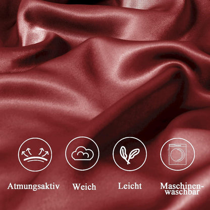 Satin Kissenbezug 60x60 2er Set Weich Seidenkissenbezug Curly Haar Rot