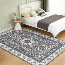 Teppich Wohnzimmer Waschbar 200x290CM Vintage Grau Kurzflor
