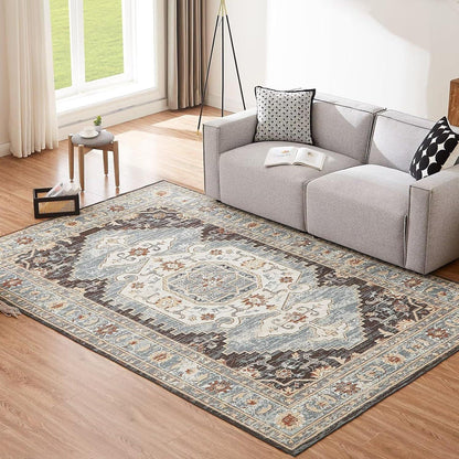 Waschbarer Teppich Vintage Kurzflor Braun 120x170CM