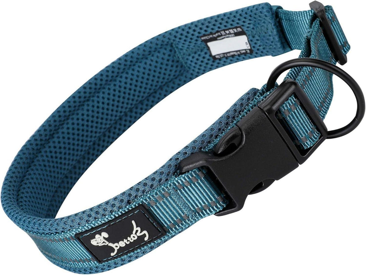 Reflektierendes Verstellbares Hundehalsband Nylon Blau Weich
