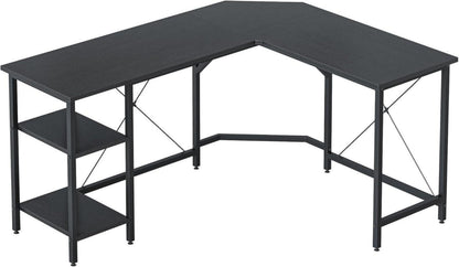 L-förmiger Schreibtisch mit Regalen 150x120 cm Schwarz Homeoffice Gaming