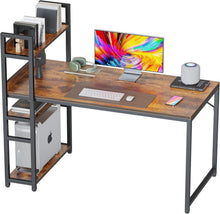 Computertisch mit Regalen Melamin Stahl Braun 120cm