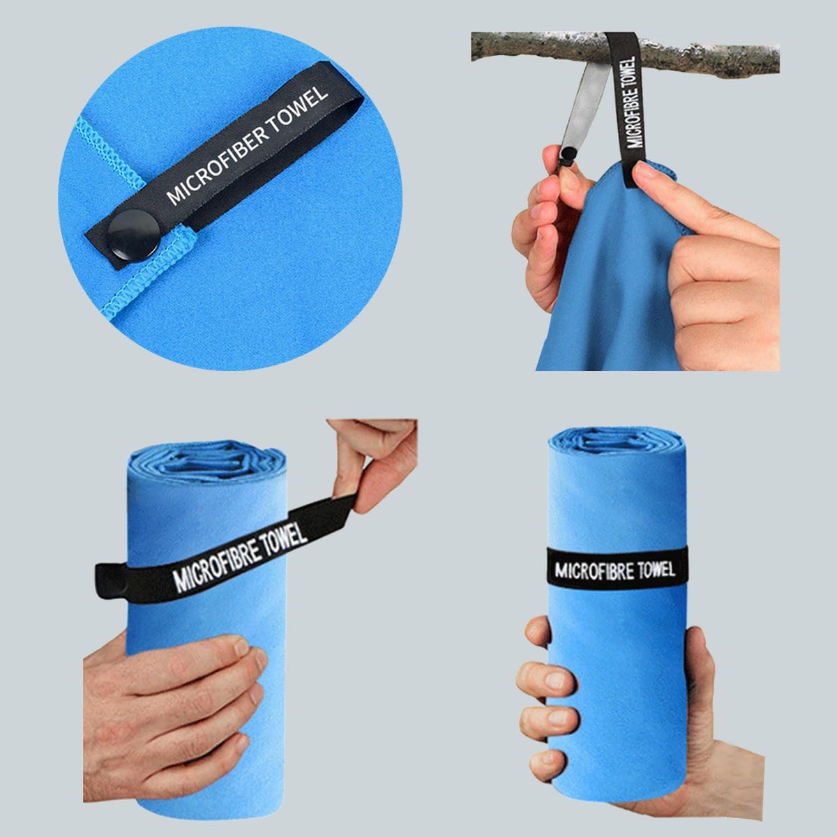 Mikrofaser Strandhandtuch Schnelltrocknend Sauna Fitness Yoga Blau 2er