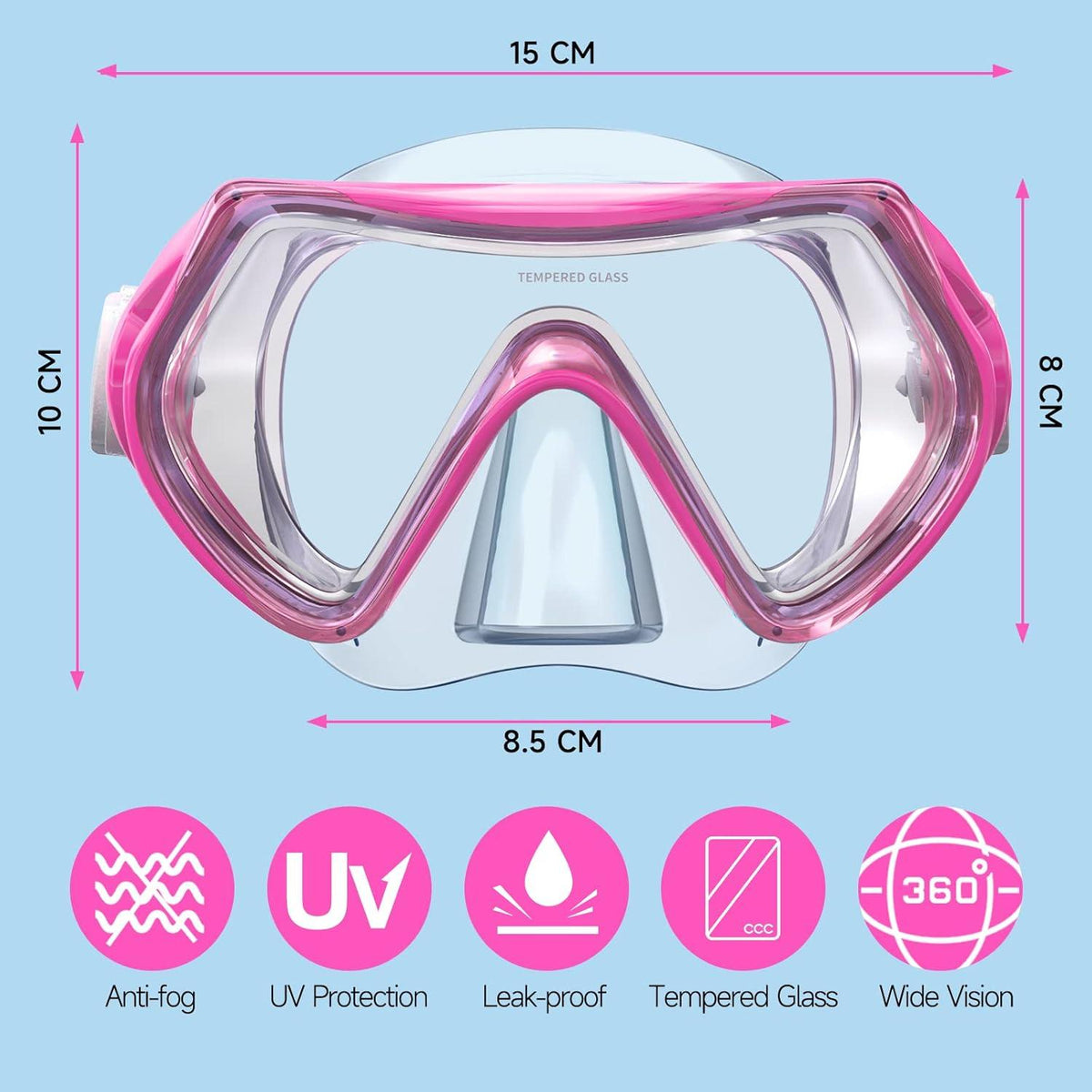 Findway Taucherbrille Kinder 180° Panorama HD Anti Nebel
