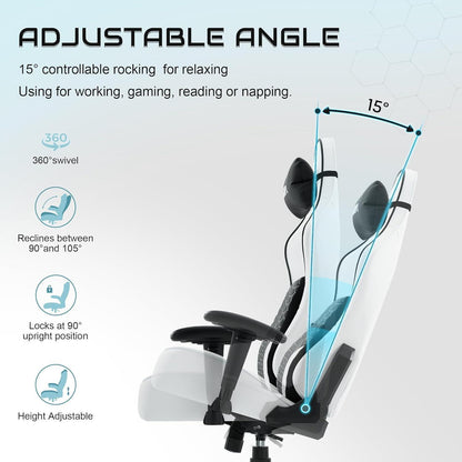 Gaming Stuhl mit 3D-Lordosenstütze und verstellbarer