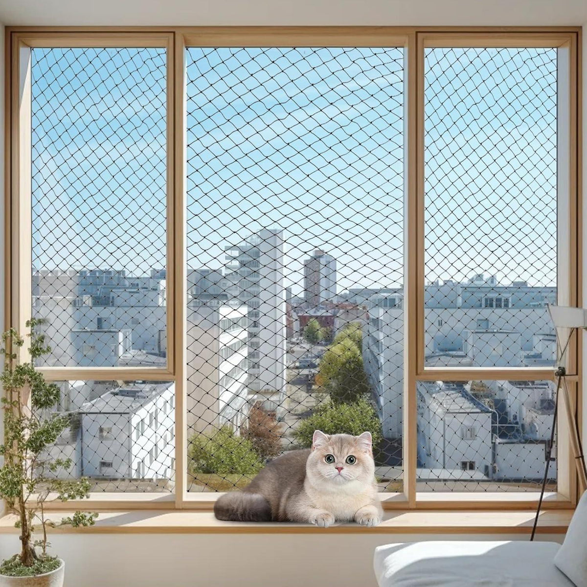 Gekufa Katzenschutznetz für Balkon 6x3m Schwarz mit Zubehör