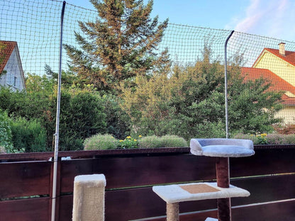 Gekufa Katzennetz für Balkon 6x3m schwarz, drahtverstärktes Katzenschutznetz mit Zubehör