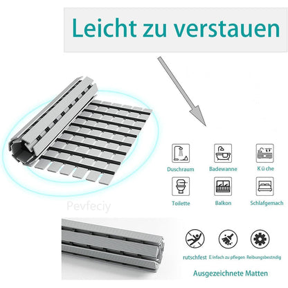 Rutschfeste Duschmatte 122x61 cm – Moderne Entwässerung mit Haken
