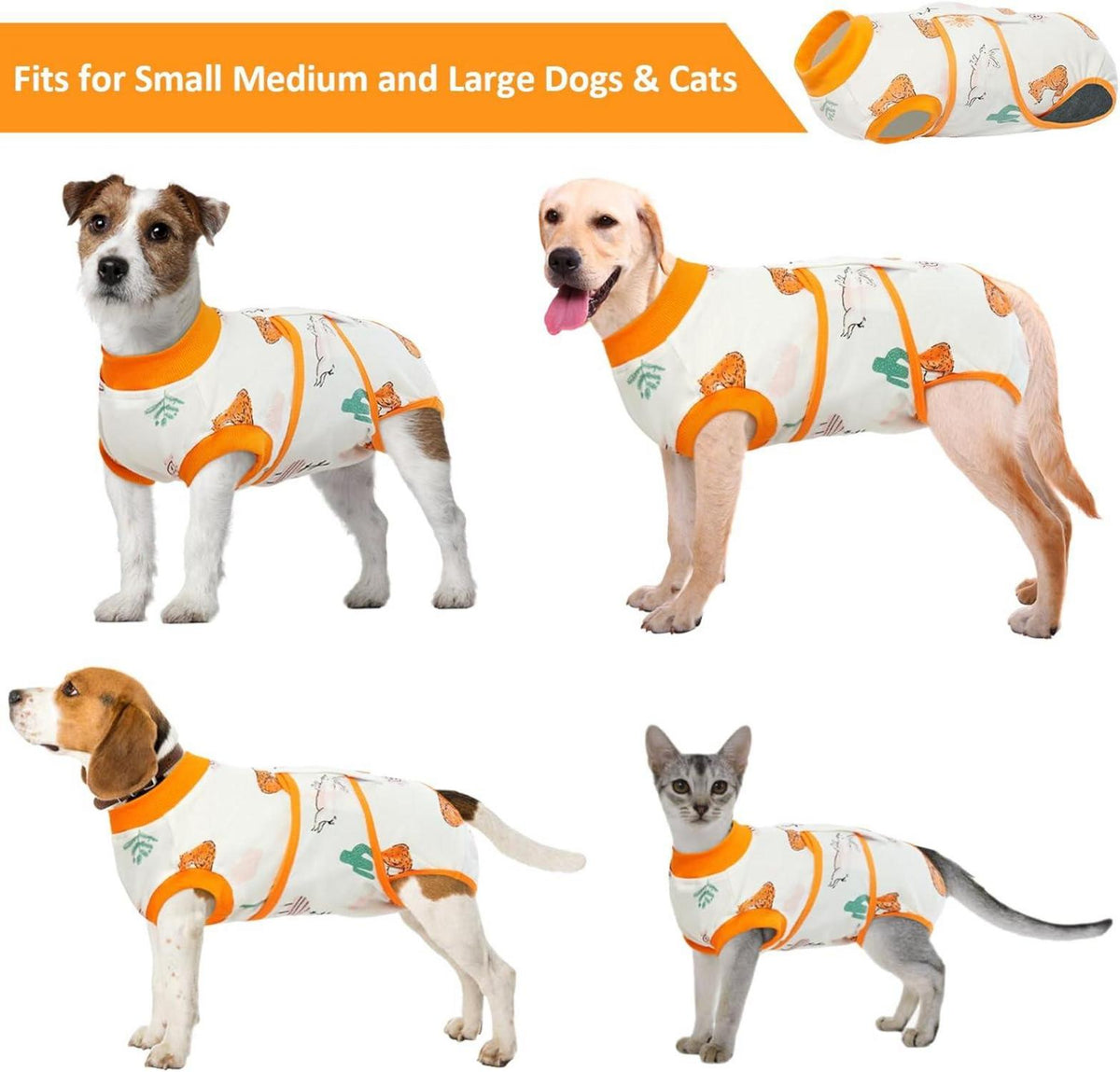 Kuoser Hundebody Op Kastration Rüde Hündin Leckschutz Anti-Wundlecken Orange XL