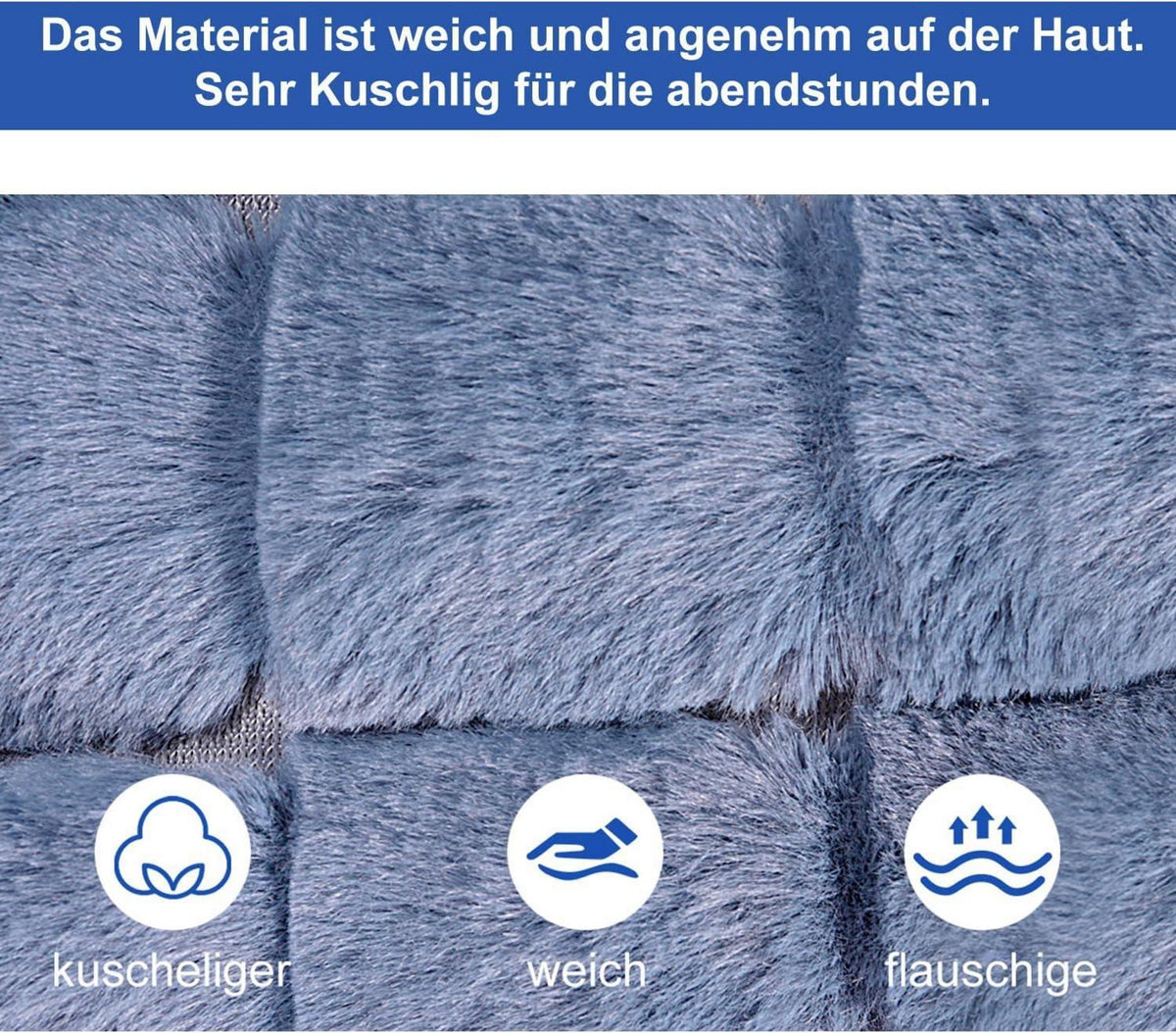 Wärmflasche 2L Naturkautschuk mit Flauschigem Fellbezug Blau