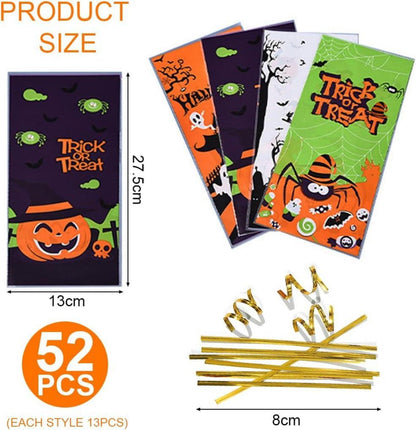 52PCS Halloween Süßigkeiten Tüten Set für Kinder Halloween