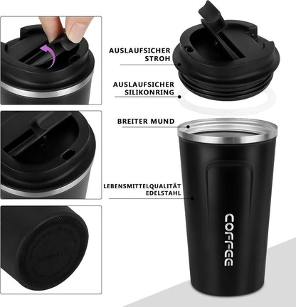 Thermobecher Edelstahl Kaffee to Go Vakuumisolierter Becher 18oz