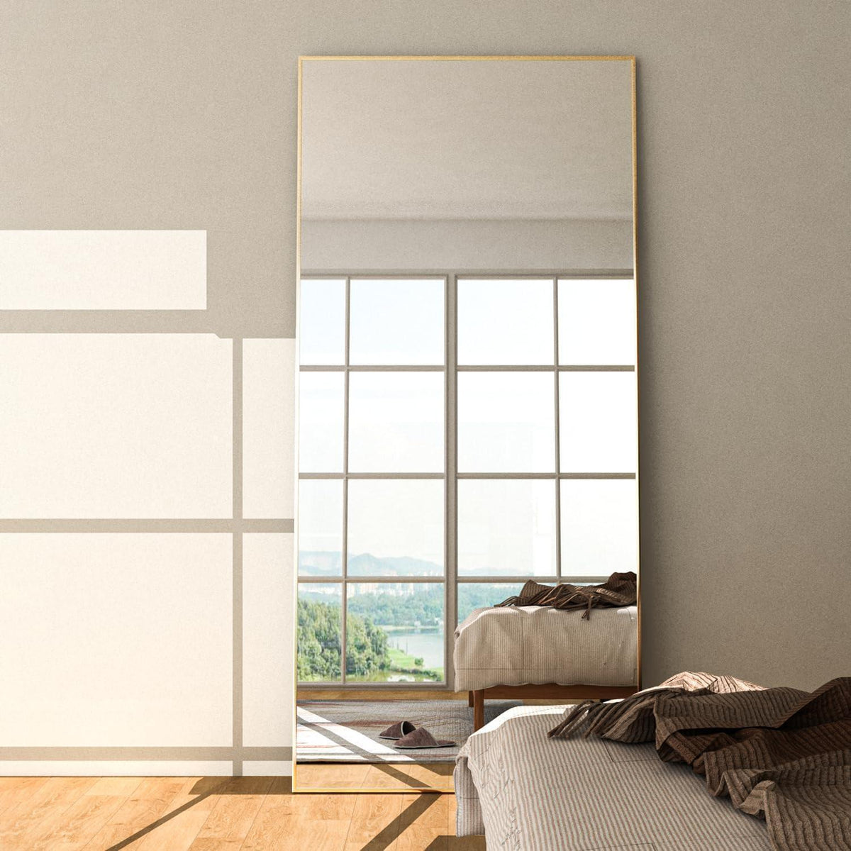 Großer Ganzkörperspiegel 165x60cm Gold – Wand- oder Standspiegel