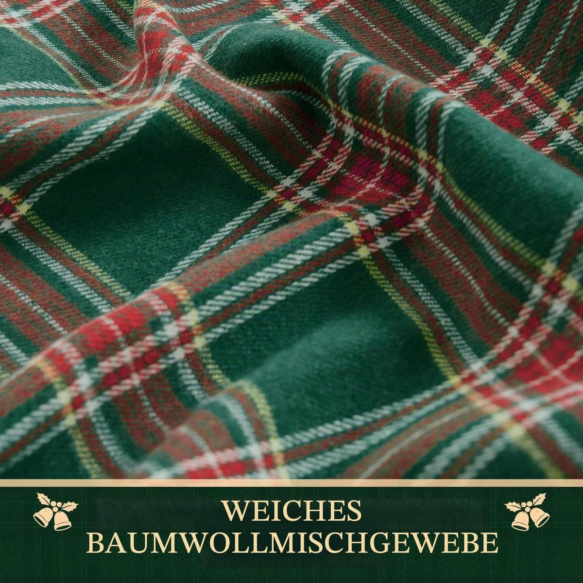 Weihnachtliche Tischdecke kariert grün 137x274 cm
