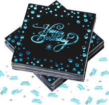 40er Pack Servietten Happy Birthday Schwarz Blau 33x33cm