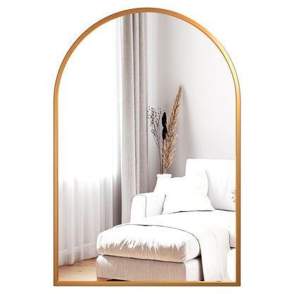 Rundbogen Wandspiegel Gold 90x60cm – Moderner Schminkspiegel für Bad & Co.
