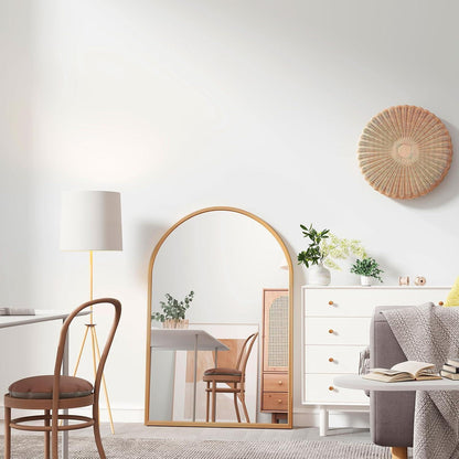 Rundbogen Wandspiegel Gold 90x60cm – Moderner Schminkspiegel für Bad & Co.