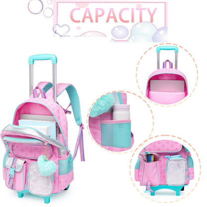 Kinder Trolley Rucksack mit Rollen – Schulranzen für Mädchen