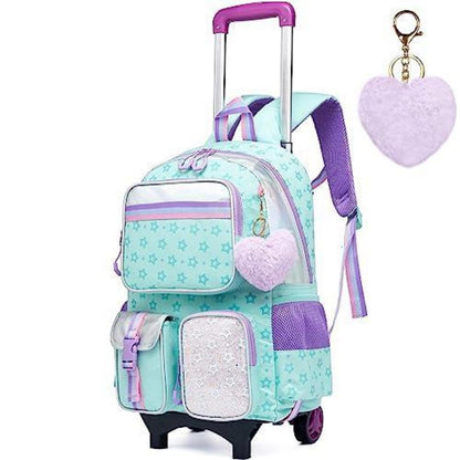 Rollrucksack für Mädchen mit Rädern & Brotdose – 17 Zoll