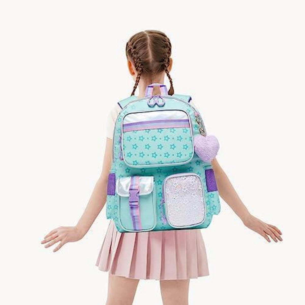 Rollrucksack für Mädchen mit Rädern & Brotdose – 17 Zoll