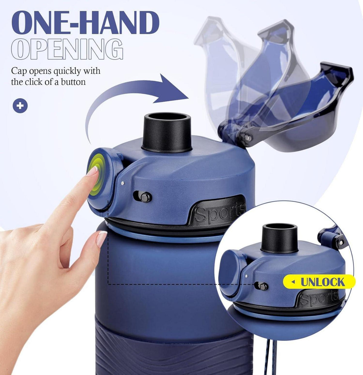 Trinkflasche BPA-frei 1L Sport Auslaufsicher Groß Blau Fitnessstudio