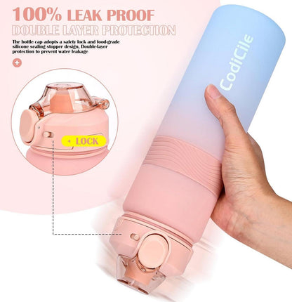 CodiCile Trinkflasche BPA-frei Sport Wasserflasche 1L Fitnessstudio Büro Reisen Pink Blau
