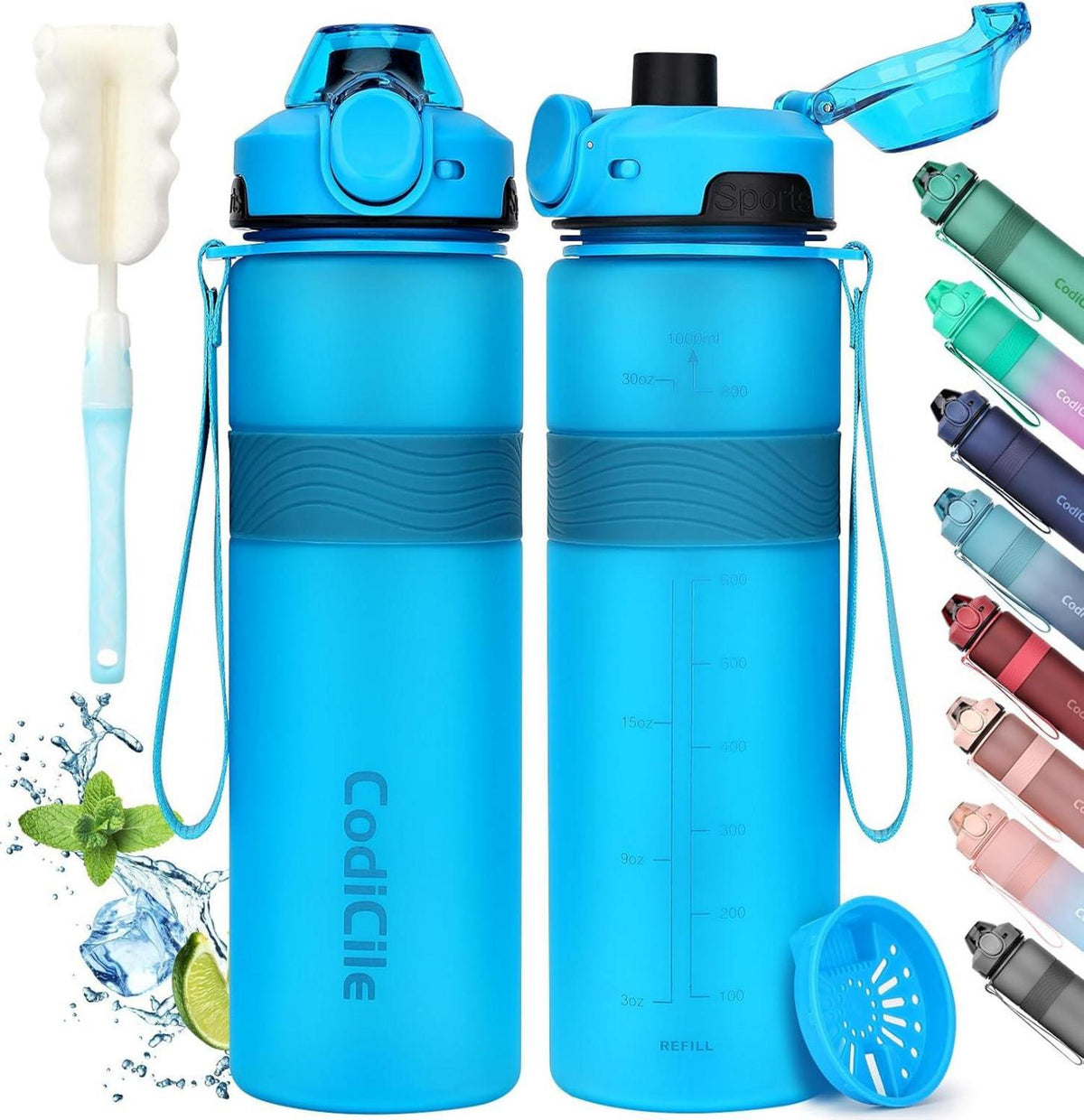 Sport Trinkflasche BPA-frei Auslaufsicher 1 Liter Blau
