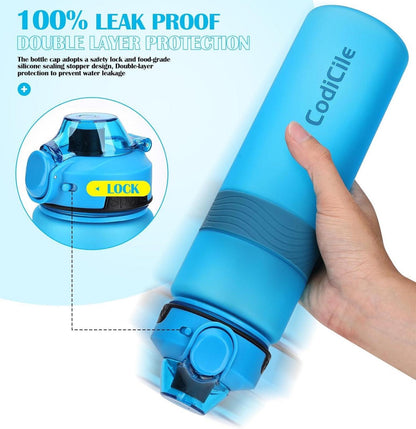 CodiCile Trinkflasche BPA-frei Sport 1L Auslaufsicher Blau