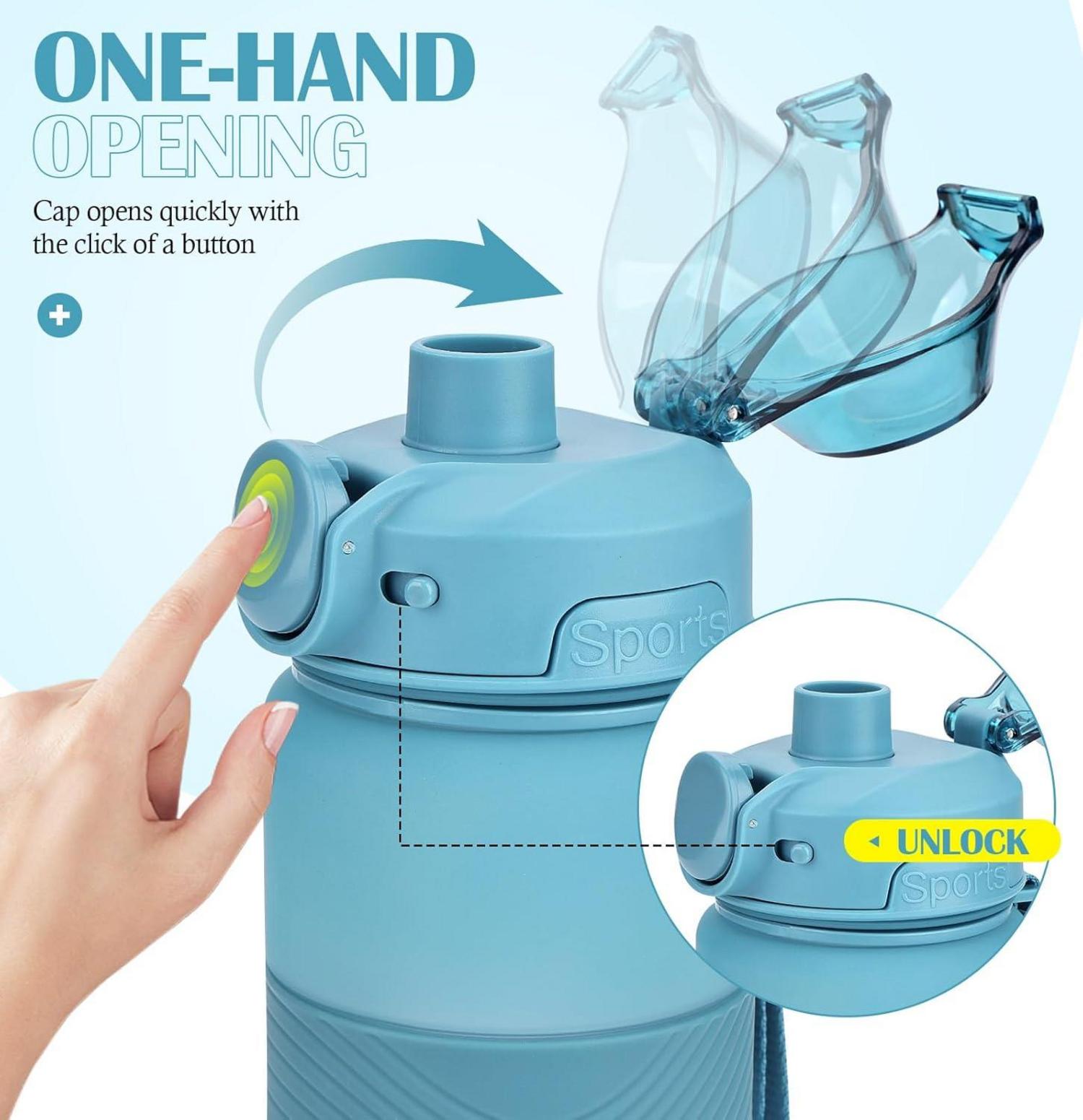 Sport Trinkflasche 1L BPA-frei Große Auslaufsicher Wasserflasche Fitnessstudio