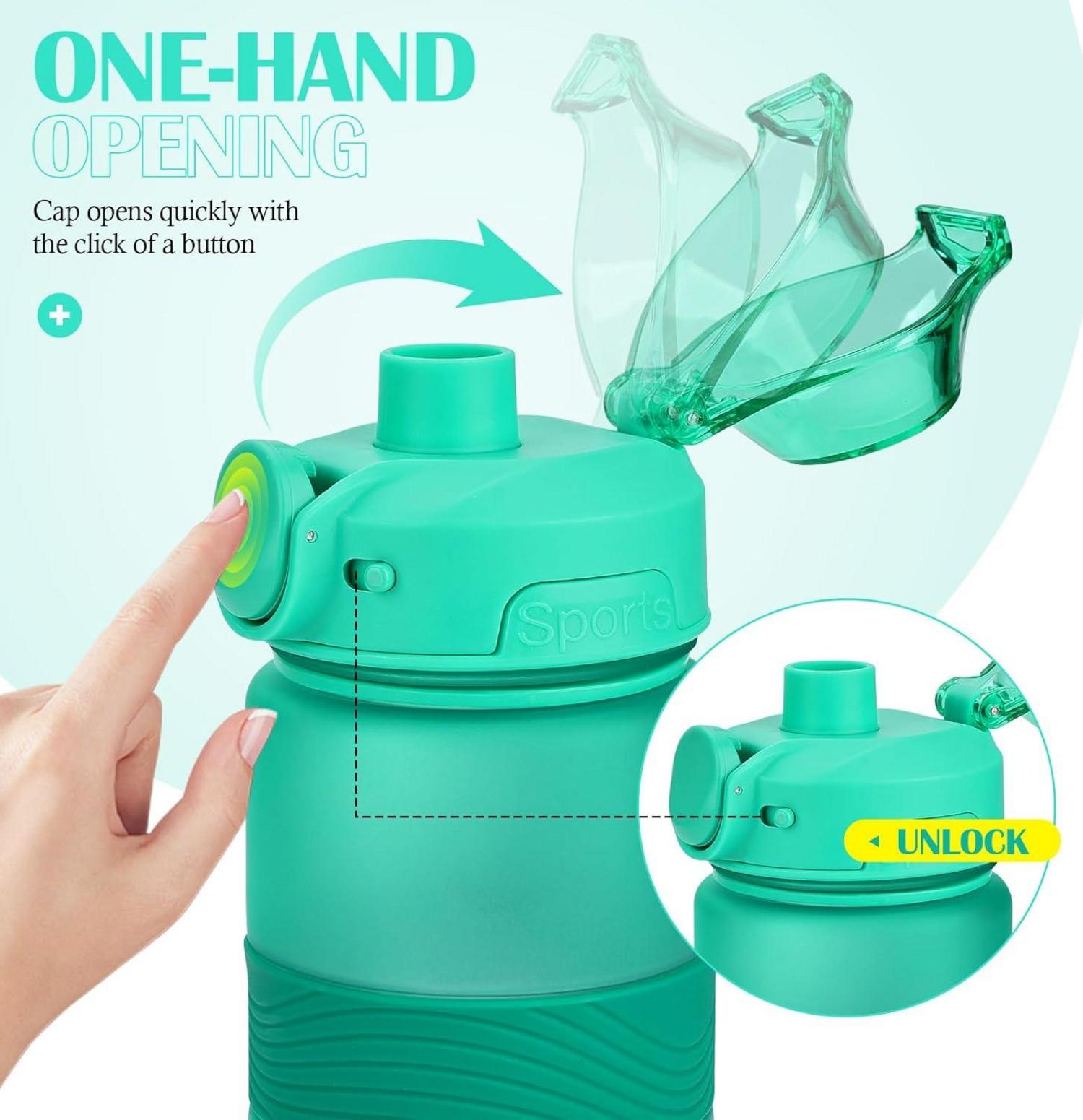 Wasserflasche 1L Sport Trinkflasche BPA-frei Auslaufsicher Fitness Büro Grün