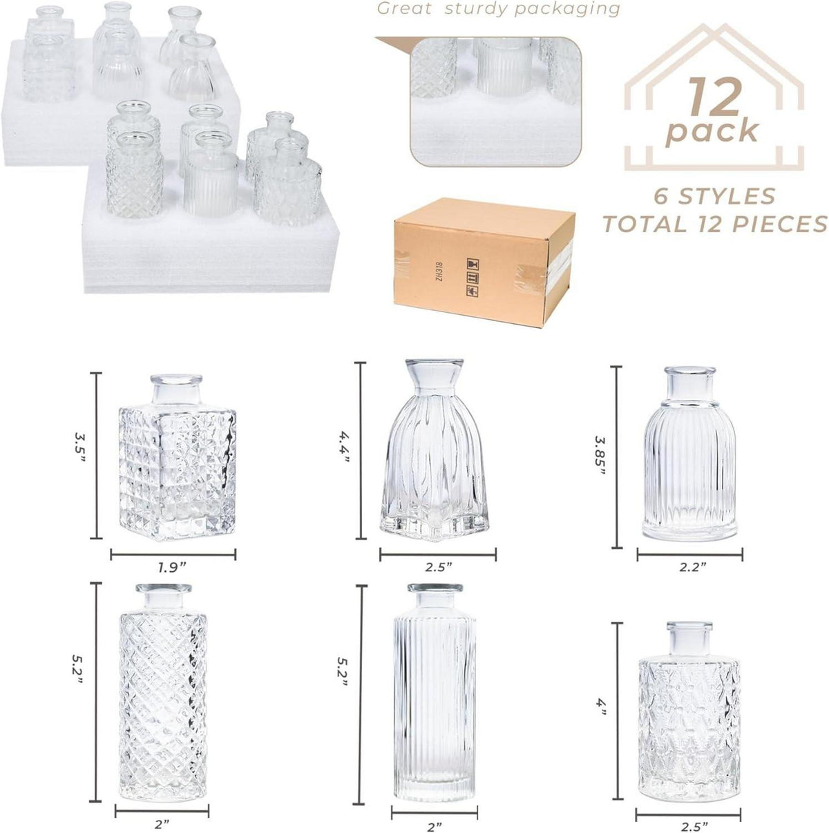 Kleine Glasvase Set 12 Tischdeko Hochzeit Vintage-Flasche