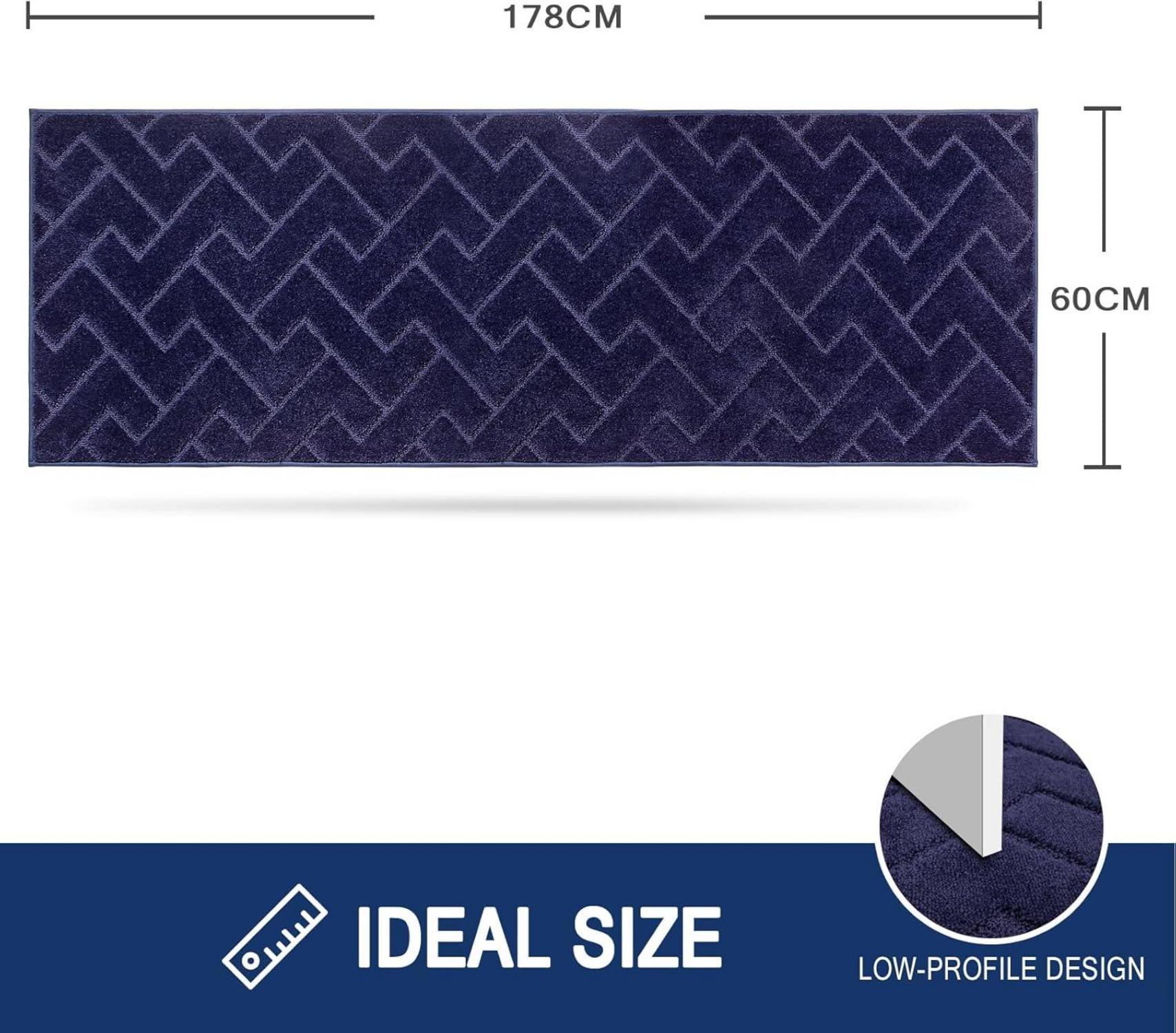 Schmutzfangmatte Innen 60x178 cm Blau rutschfest waschbar
