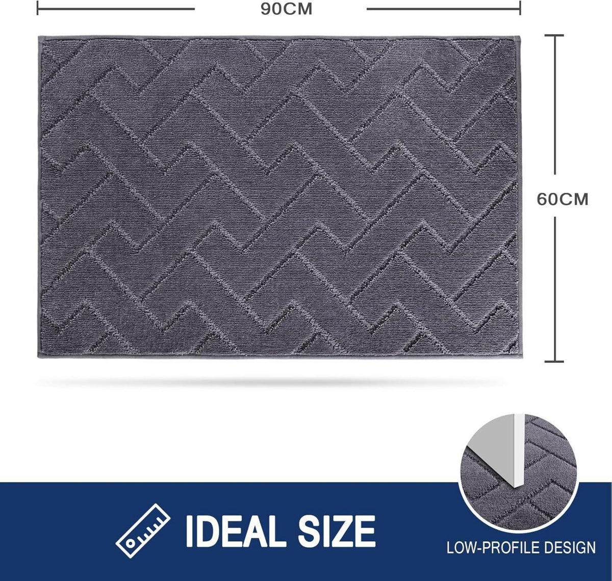 Schmutzfangmatte Innen 60x90cm Grau rutschfeste Fußmatte