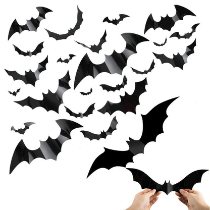 56x Fledermaus Halloween Deko 3D Wandaufkleber mit Kleber
