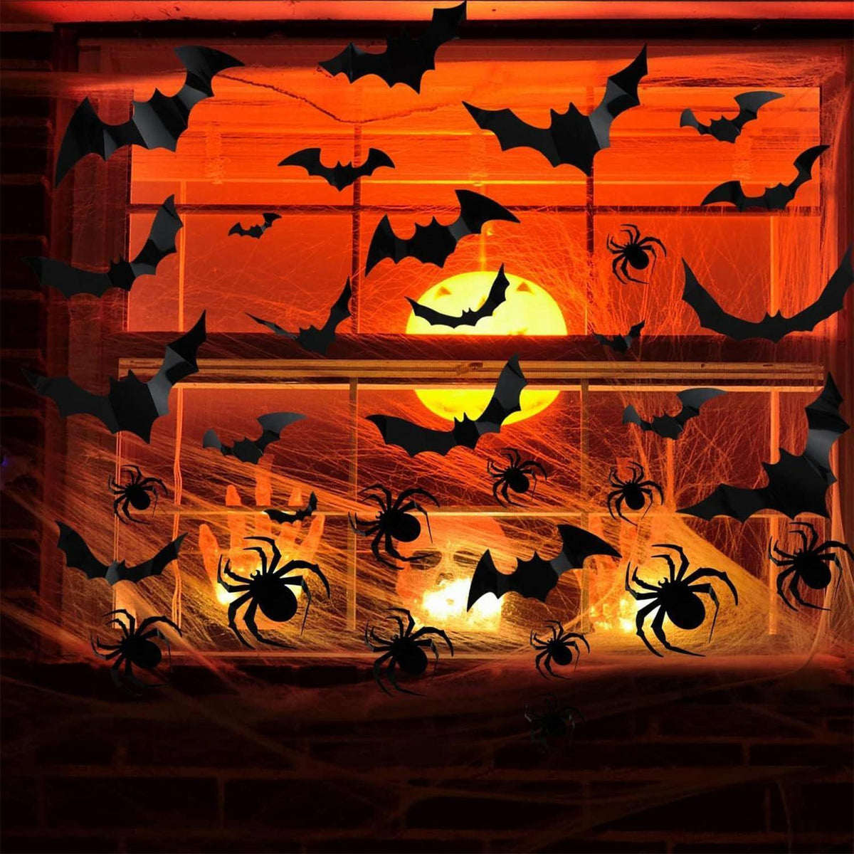 56x Fledermaus Halloween Deko 3D Wandaufkleber mit Kleber