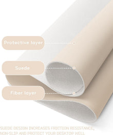 Großes Office Mousepad Leder Wildleder Beige 80x40cm