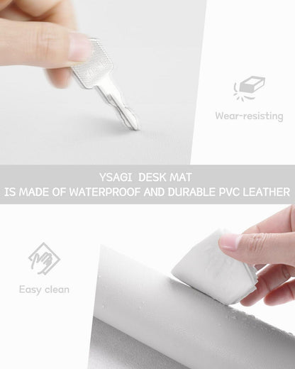 YSAGi Schreibtisch Mauspad Leder 120x60cm weiß Office Mousepad