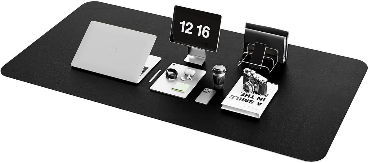 Großes Schwarz Office Mousepad Leder Wildleder Unterlage 120x60cm